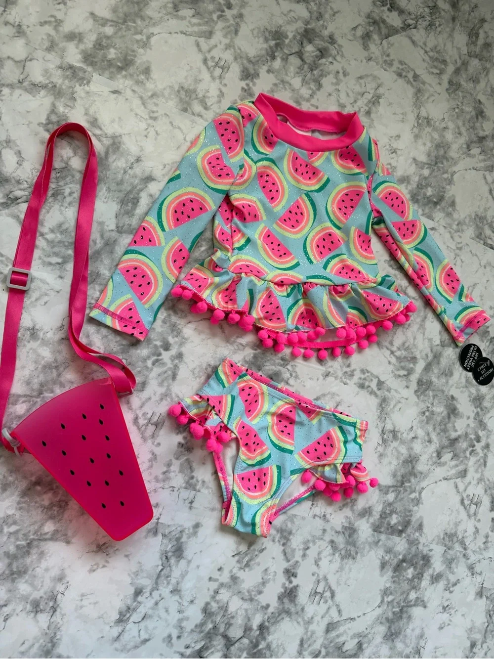 Nicole Miller Girls 2T Watermelon 2PC Swimsuit UPF 50+ 🍉💗